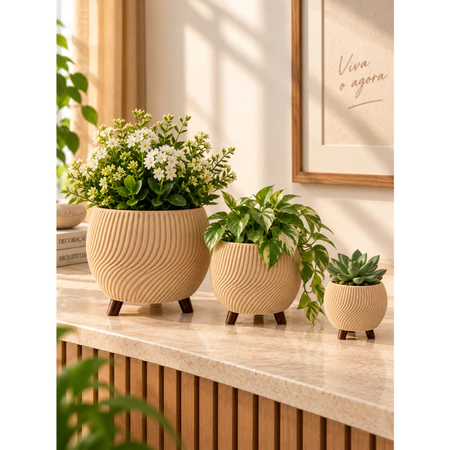 Vaso decorativo bege com pés